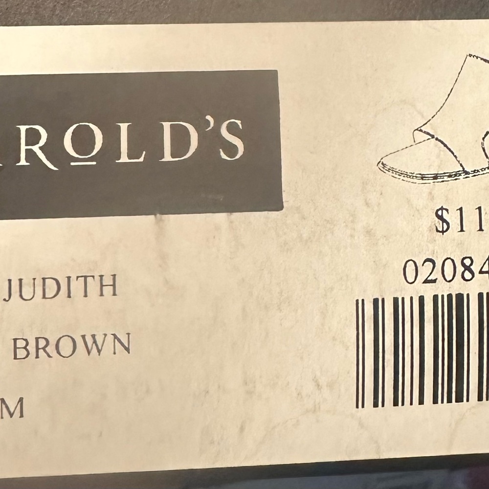 Harold’s Cognac Fine Leather Mid Heel Slide Sandals - Picture 6 of 6